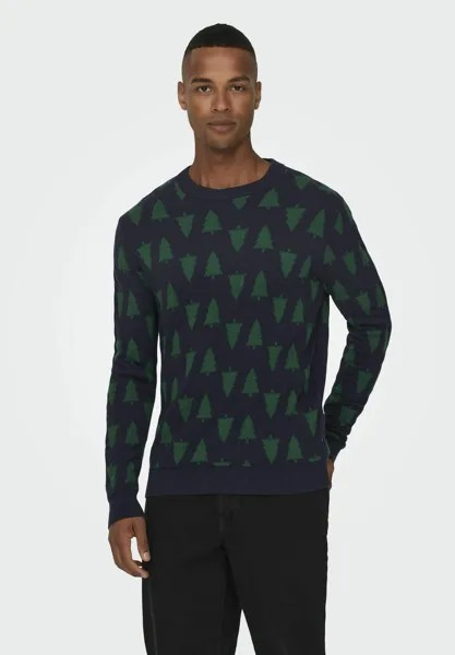 Свитер XMAS REG 12 MULTI CREW Only & Sons, темно-синий