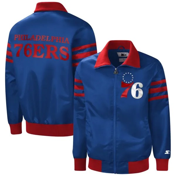 Мужская университетская куртка с молнией во всю длину Royal Philadelphia 76ers The Captain II Starter