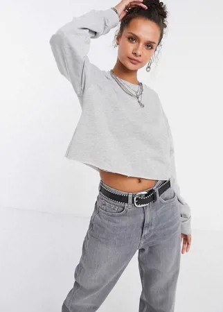 Серый укороченный свитшот с необработанным краем Topshop
