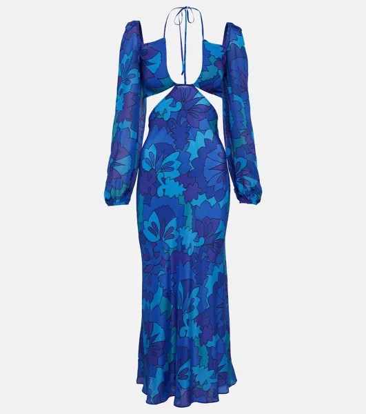 Платье макси Kamilla из жоржета с принтом RIXO, синий