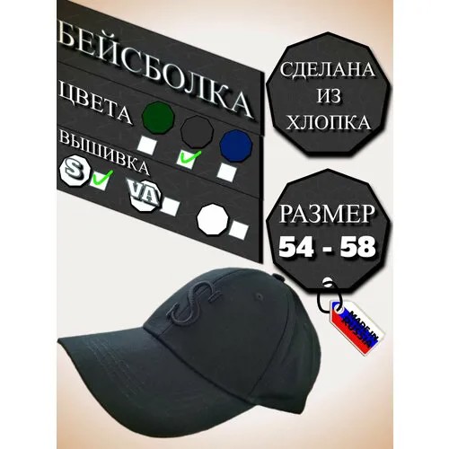 Бейсболка  летняя, размер 56, черный