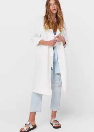 Stradivarius Трикотажный Тренч Свободного Кроя Цвет Небеленого Полотна M