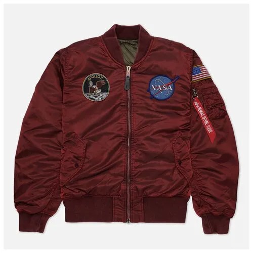 Мужская куртка бомбер Alpha Industries MA-1 Apollo Battlewash Flight бордовый , Размер M