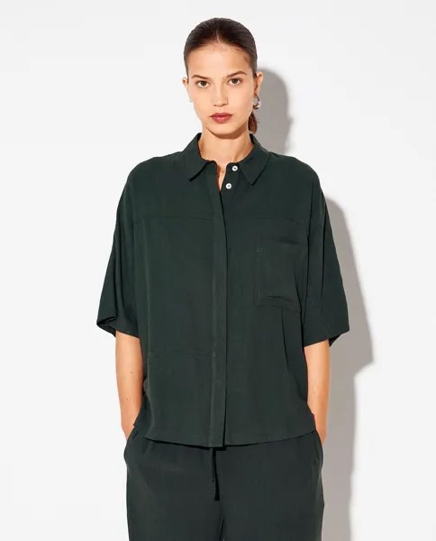 Женская однотонная рубашка с французскими рукавами Parfois, зеленый