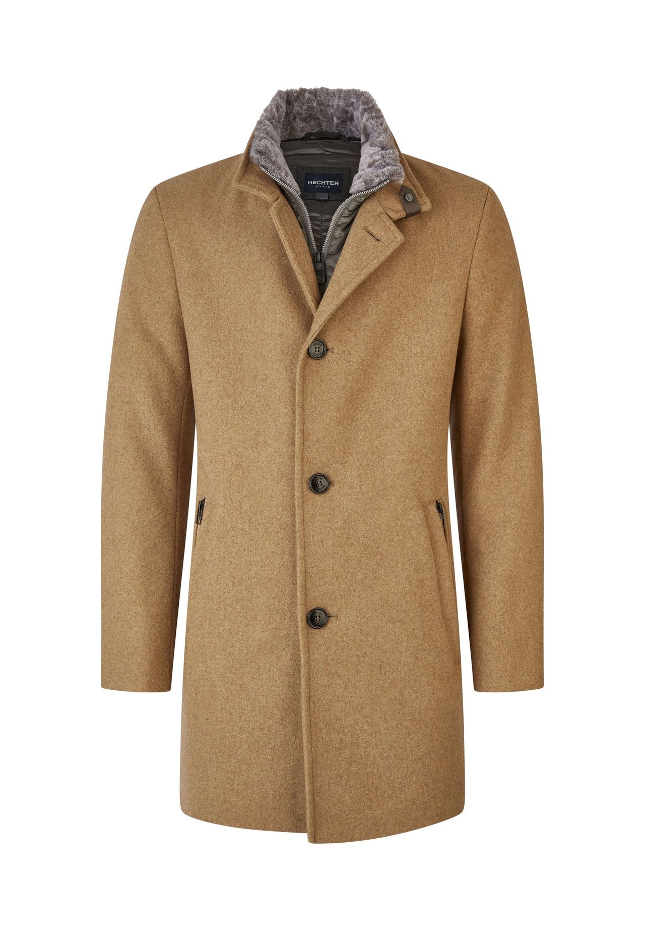 Шерстяное пальто HECHTER PARIS, цвет Camel