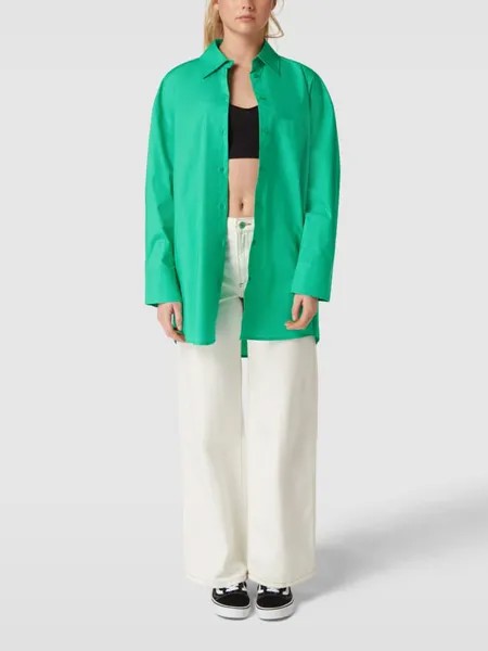Блузка-рубашка оверсайз с нагрудным карманом Review, изумрудно-зеленый