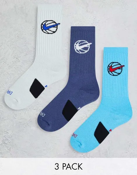 Синие носки Nike Basketball, 3 шт.