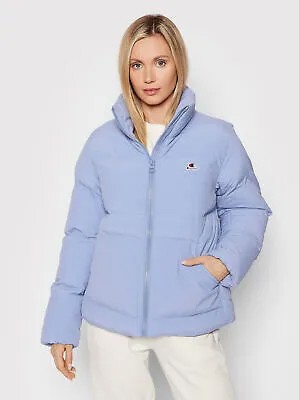 Женская дутая куртка Champion светло-синяя повседневная верхняя одежда на осень и зиму