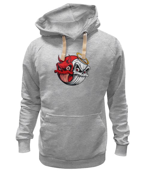 Худи Printio Angel & devil серое 3XL