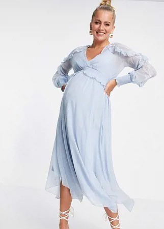 Платье миди с вышивкой и кружевной отделкой ASOS DESIGN Maternity-Multi
