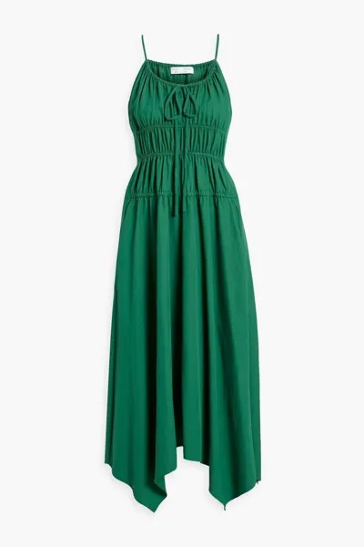 Платье миди из поплина со сборками Proenza Schouler, зеленый