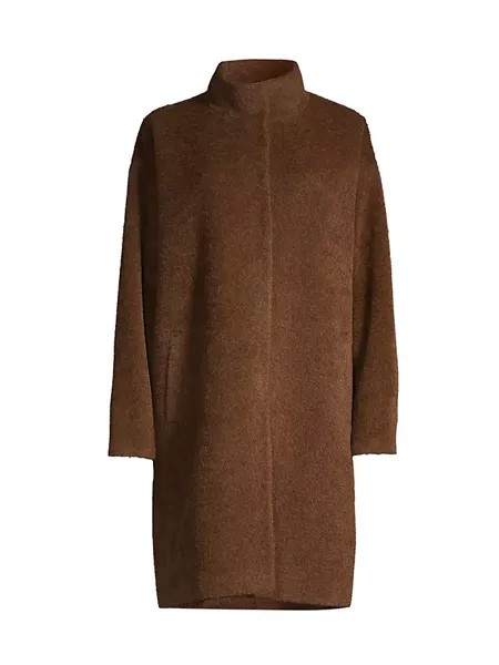 Пальто с воротником-стойкой Eileen Fisher, цвет auburn brown
