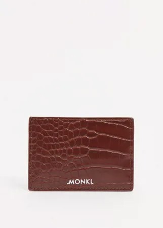 Коричневый кошелек для пластиковых карт с принтом под кожу крокодила Monki Cia-Коричневый цвет