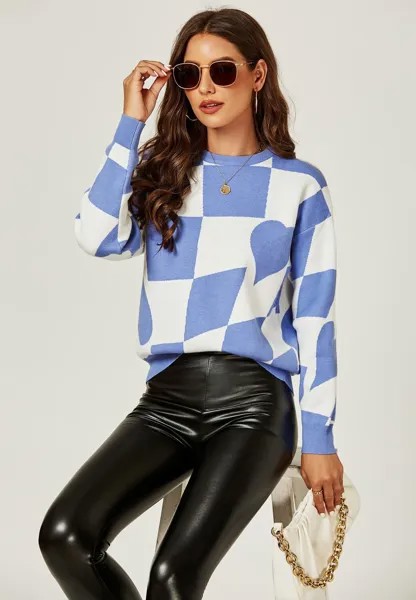 Комфортный сине-белый джемпер с геометрическим узором FS Collection, синий