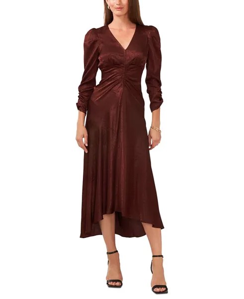 Женское платье миди с v-образным вырезом и рюшами и рукавами 3/4 MSK, тан/бежевый