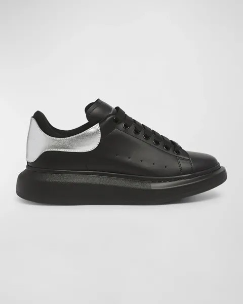 Мужские кожаные низкие кеды Larry Oversized Alexander McQueen, цвет Blk/Silver