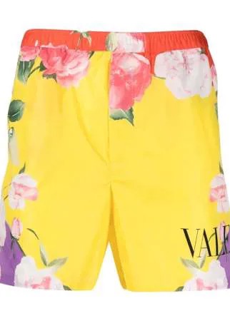Valentino плавки-шорты с принтом Flying Flowers