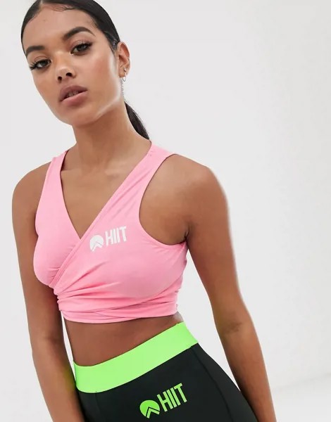 Розовый легкий топ с запахом HIIT-Черный