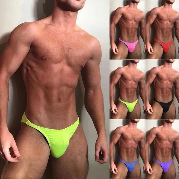 Мужчины Одноцветные плавательные трусы Сексуальные низкие талии Плавки Пляжные плавательные шорты