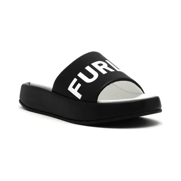 Настоящие тапочки с добавлением кожи. Furla, черный