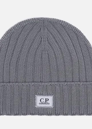 Шапка C.P. Company Extra Fine Merino Wool Logo, цвет серый