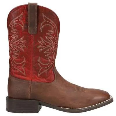 Мужские коричневые, красные повседневные ботинки Ariat Sport Pardner Square Toe Cowboy 10042391