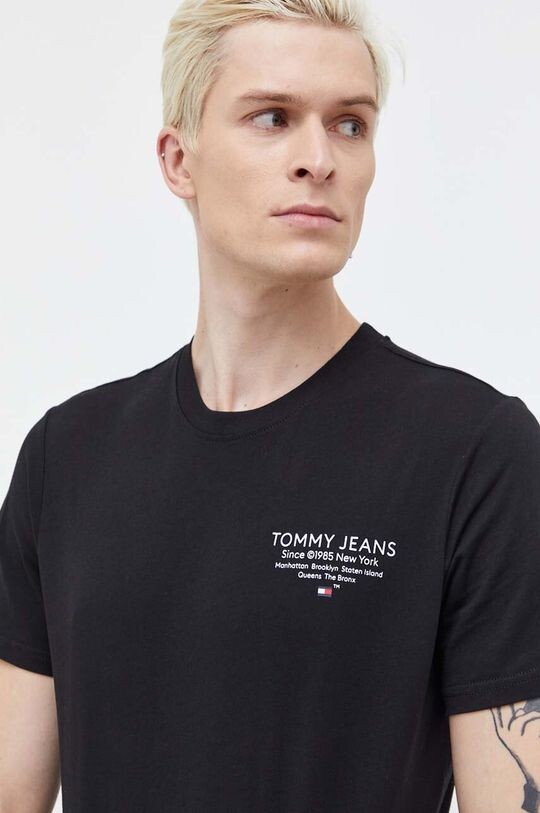 Хлопковая футболка Tommy Jeans, черный