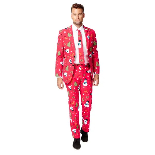 Мужской праздничный костюм и галстук Slim-Fit , ярко-красный