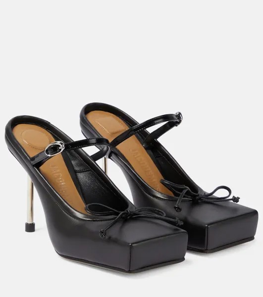 Кожаные мюли les chaussures Jacquemus, черный