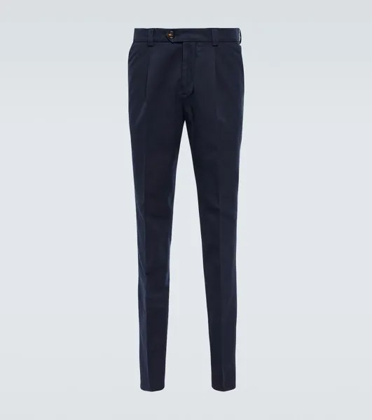 Узкие брюки из хлопкового габардина Brunello Cucinelli, синий