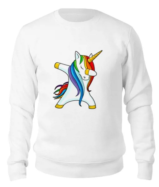 Свитшот унисекс Printio Dab unicorn белый S