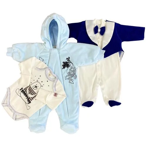 Комплект одежды lucky child, размер 18 (56-62), синий, голубой