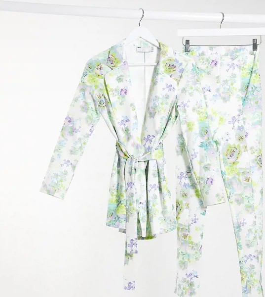 Белый трикотажный пиджак с запахом и цветочным принтом ASOS DESIGN Maternity-Многоцветный