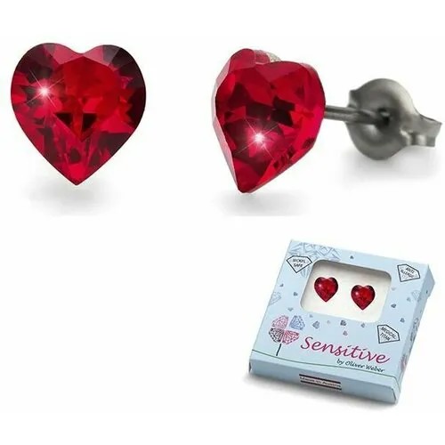 Серьги пусеты Oliver Weber, кристаллы Swarovski, кристалл, красный