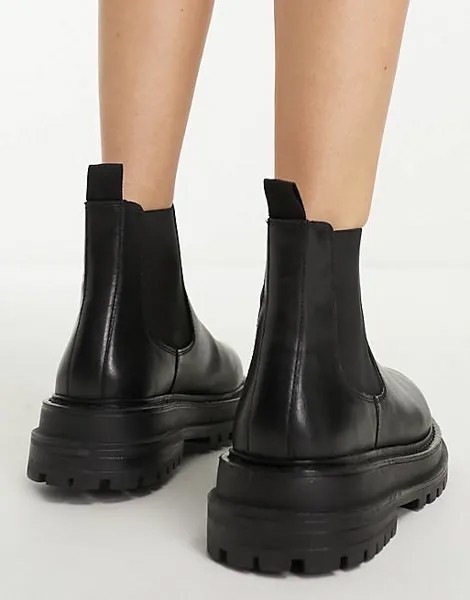 Черные кожаные ботинки челси ASOS DESIGN Appreciate
