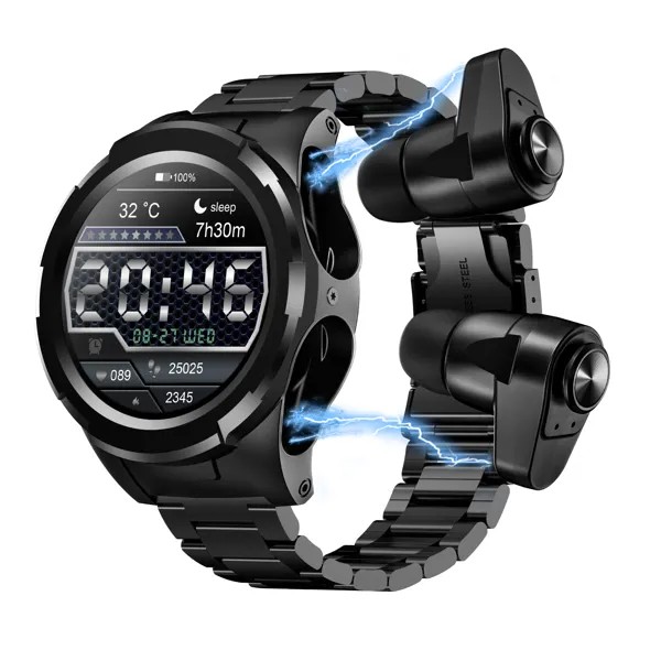 Мужские наручные часы с TWS гарнитурой в одном Bluetooth звонки музыкальный плеер фитнес-мониторинг умные часы мужские Бесплатная доставка