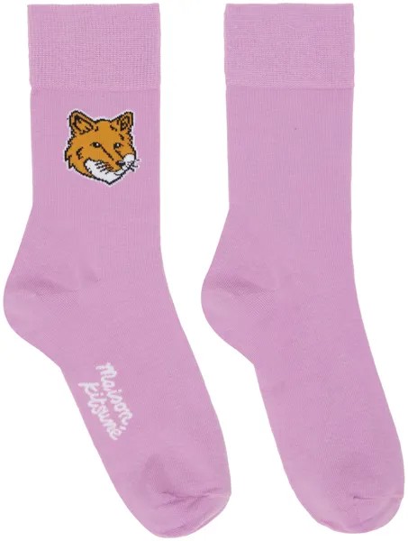 Фиолетовые носки с головой лисы Maison Kitsune