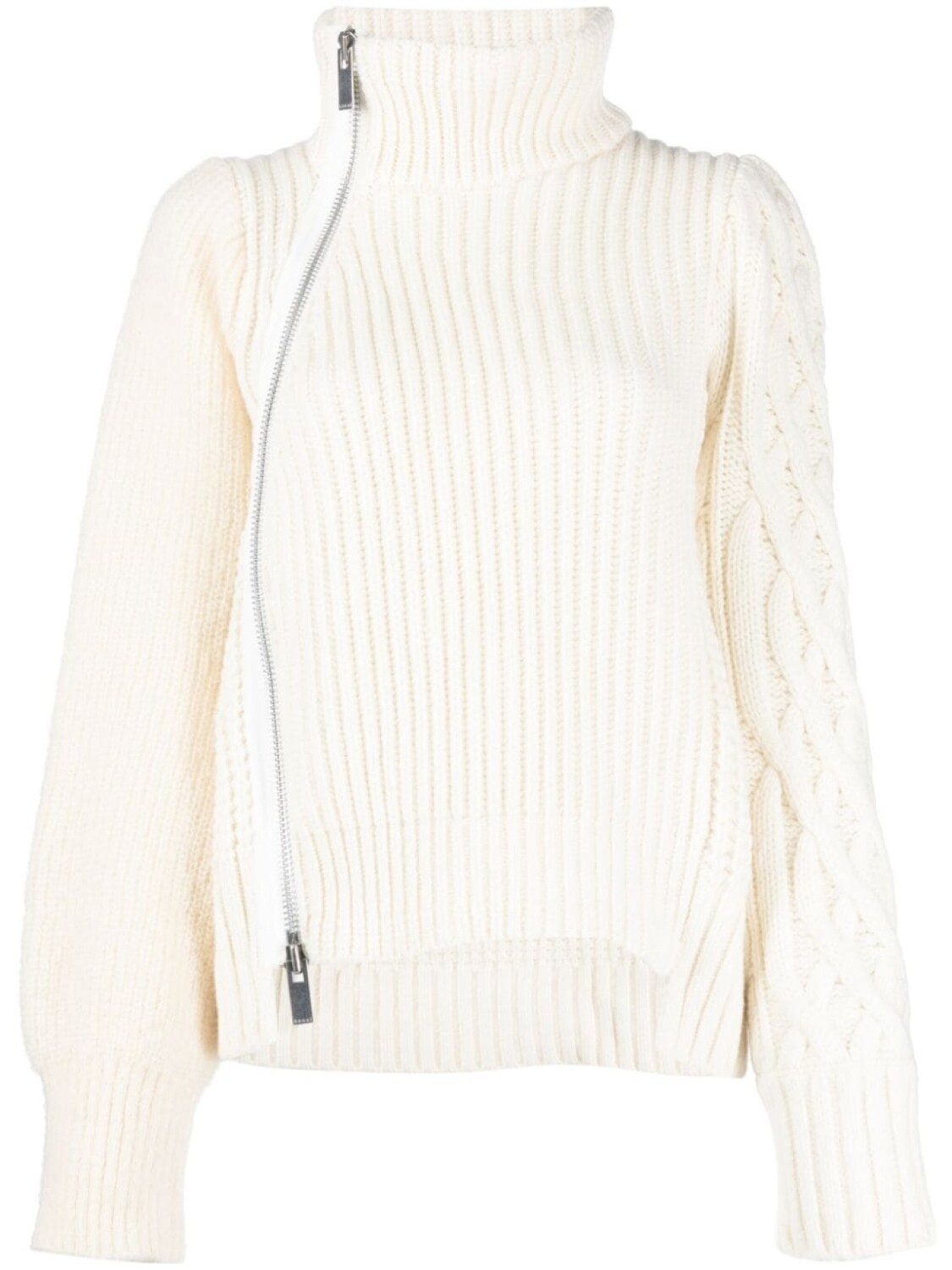 Sacai джемпер в рубчик из смесовой шерсти, белый