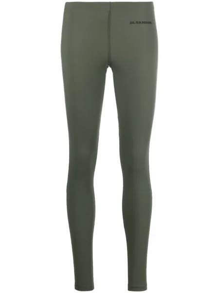 Jil Sander легинсы с логотипом, зеленый