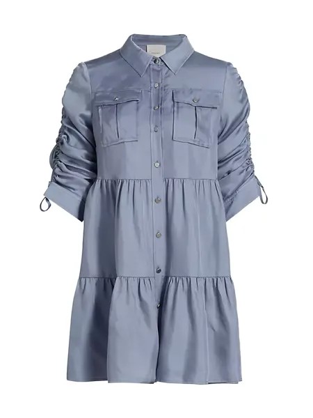 Многоярусное платье-рубашка на пуговицах Tillie Cinq À Sept, цвет stonewash