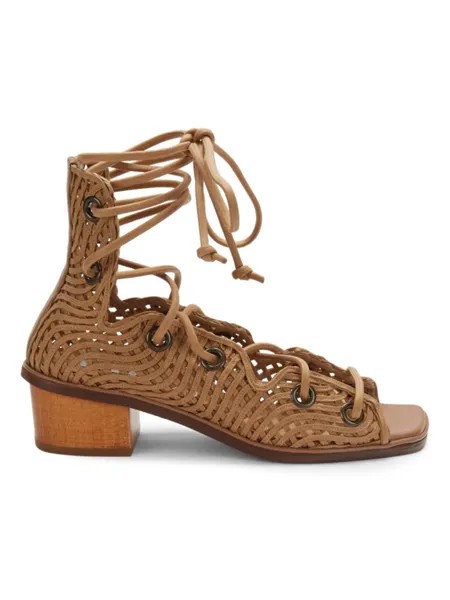 Плетеные сандалии на шнуровке Stella Mccartney, цвет Cognac