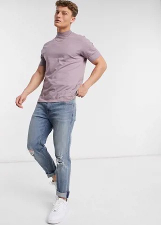 Фиолетовая водолазка с короткими рукавами Topman-Мульти