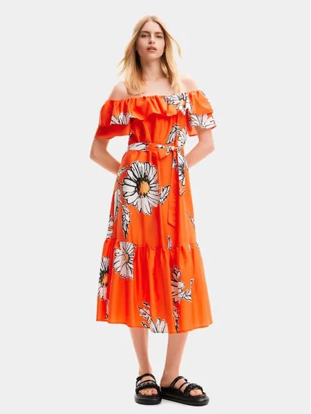 Летнее платье стандартного кроя Desigual, оранжевый