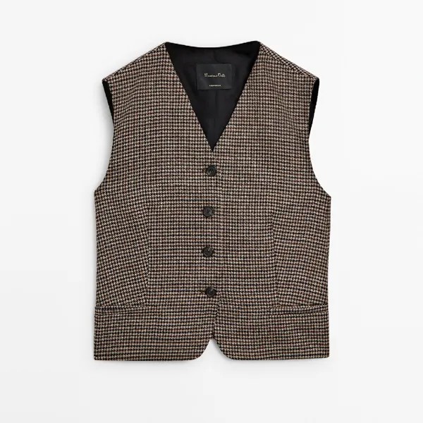 Жилет Massimo Dutti Houndstooth, коричневый