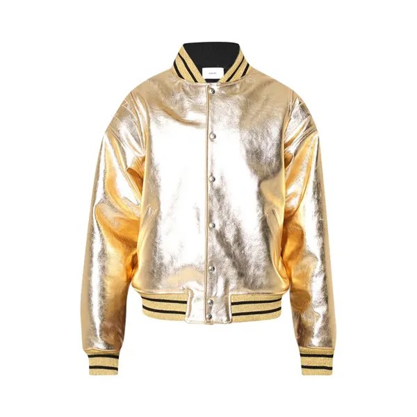 Куртка Rhude Metalic Leather Bomber 'Gold', золотой