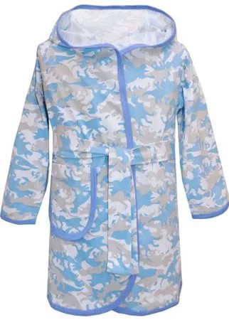 Халат KotMarKot, капюшон, карманы, пояс в комплекте, размер 110, серый, голубой