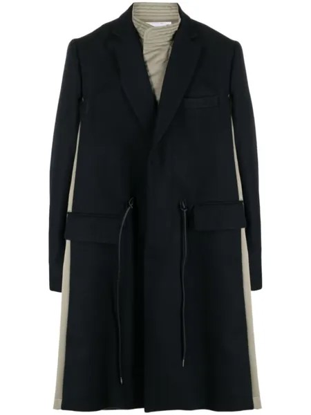 Sacai шерстяное пальто с кулиской, синий
