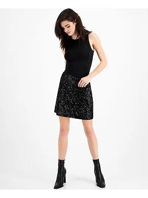 FRENCH CONNECTION Женская черная прозрачная мини-коктейльная юбка трапециевидной формы на молнии на подкладке 6