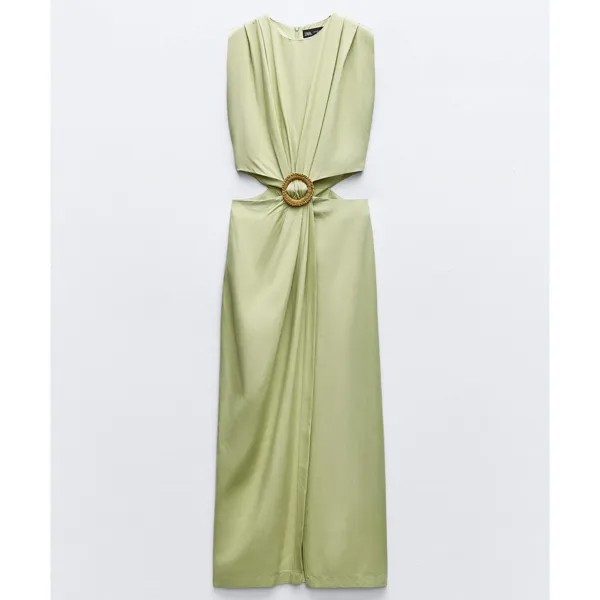 Платье Zara Cut-Out With Buckle, светло-зеленый