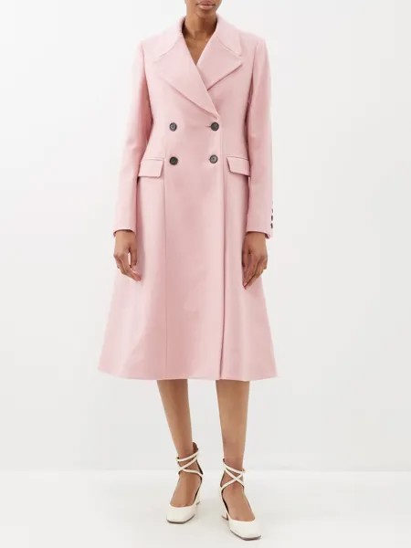 Двубортное пальто из смесовой шерсти Erdem, розовый